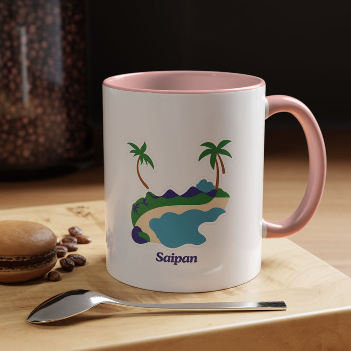 This Saipan mug combines artistic beauty with practical function, displaying intricate designs inspired by Saipans culture and scenery. Durable ceramic, dishwasher and microwave safe, ideal for coffee and tea lovers. A wonderful gift for travelers and nature lovers.