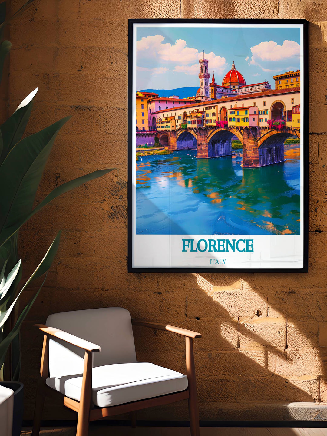 Captivating Ponte Vecchio wall art perfect for gifts and home decor this artwork beautifully captures the architectural beauty and vibrant life of Florence ideal for any art lover