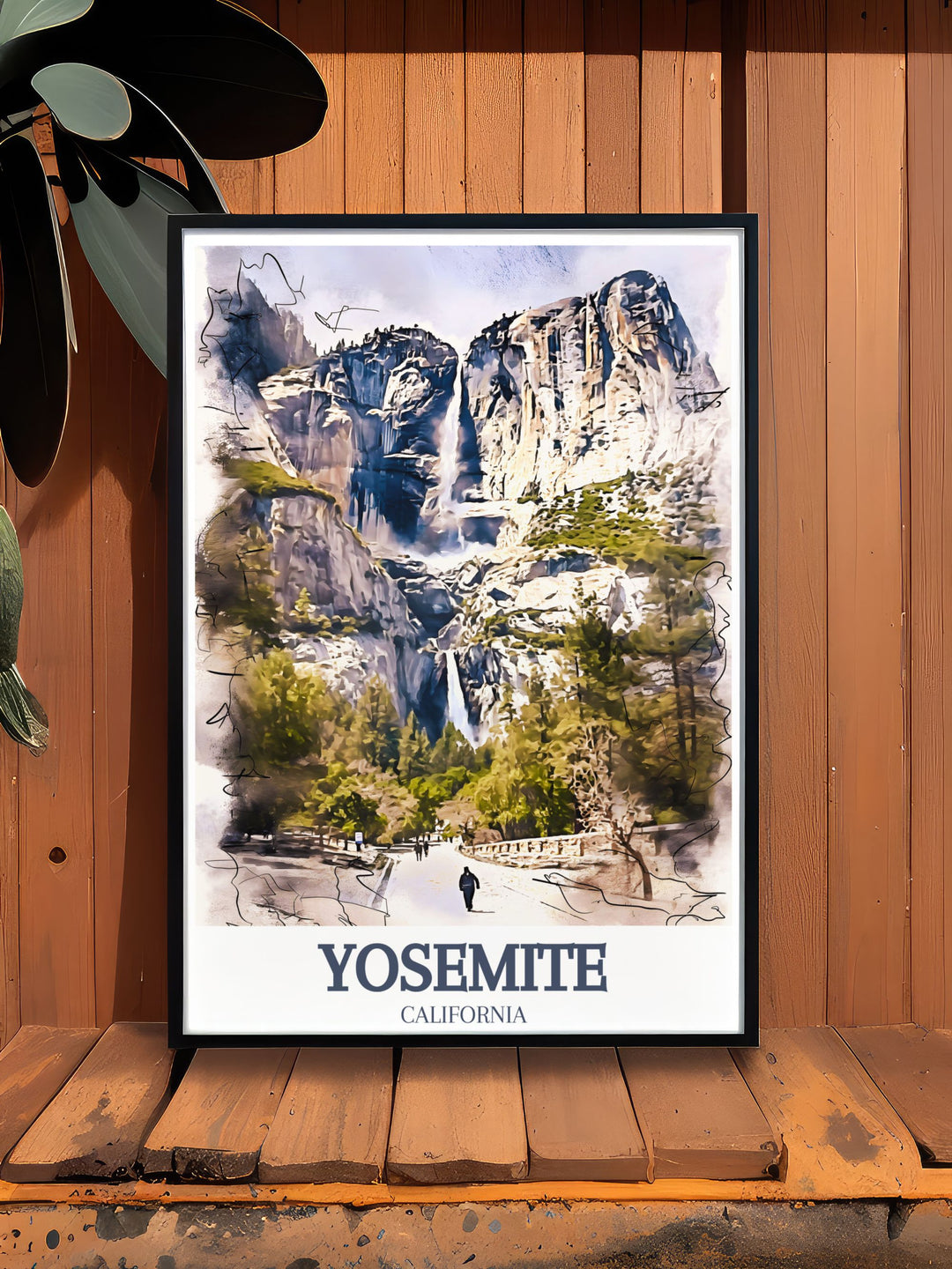 Snowboarding Print capturing the thrill of Bear Valley Skiing with a captivating depiction of Half Dome and Yosemite Valley in the background