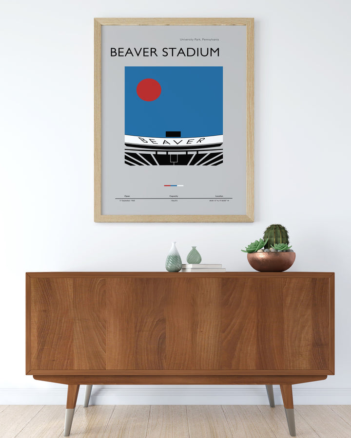 College football fans will love this Beaver Stadium travel poster a stunning piece of wall art that captures the spirit of Penn State Football an ideal gift for Fathers Day or for decorating a college dorm or man cave