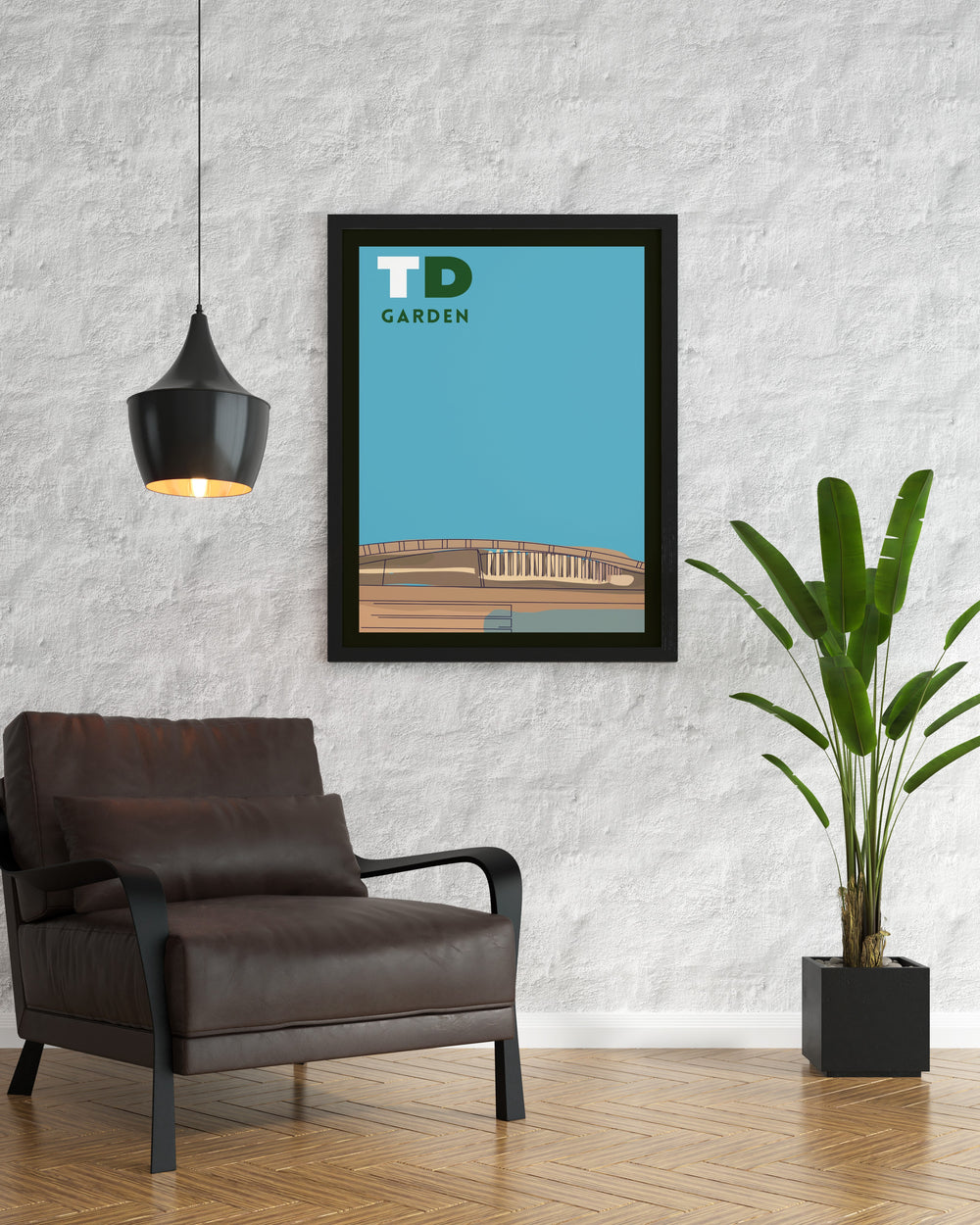 Detailed TD Garden Poster with Jason Tatum and Celtics legends in a retro NBA design perfect for adding a unique touch to your living space or as a special gift for a basketball enthusiast