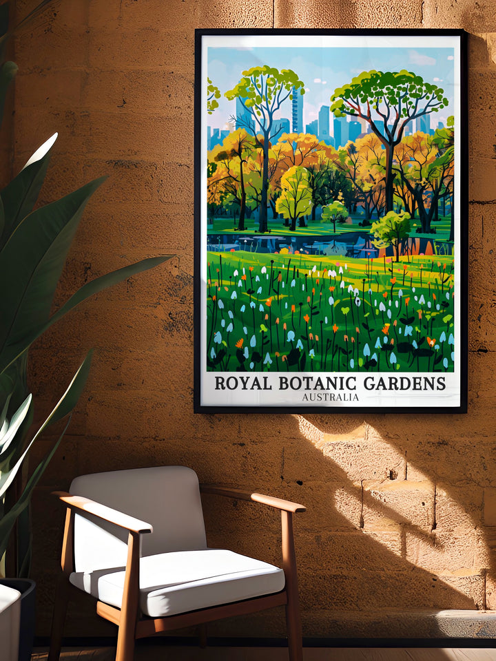 Celebrate the natural beauty of Australia with this Victoria Melbourne Gardens Poster Print a stunning piece of Australia Wall Decor that brings the vibrant colors and serene atmosphere of the Royal Botanic Gardens into your home