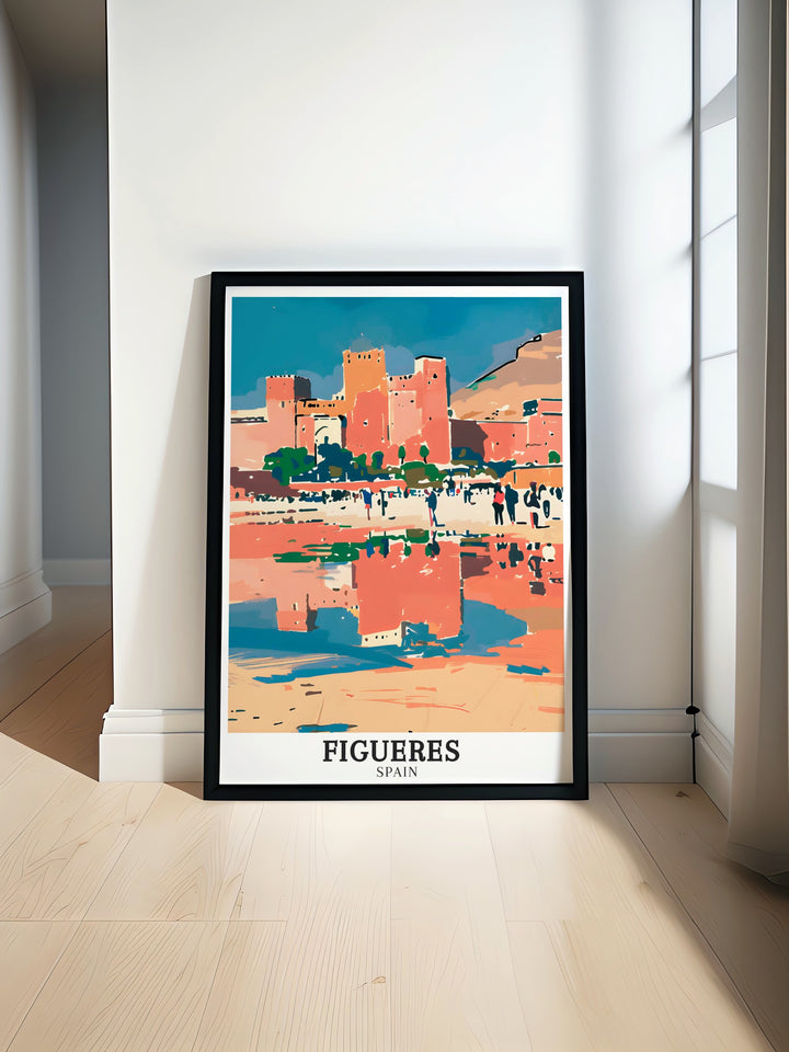 Immerse yourself in the rich culture and beauty of Figueres with this travel poster. Showcasing the towns charm and its famous landmarks, this artwork is an ideal gift for art lovers, travelers, and anyone who appreciates the unique character of Spains Catalonia region.