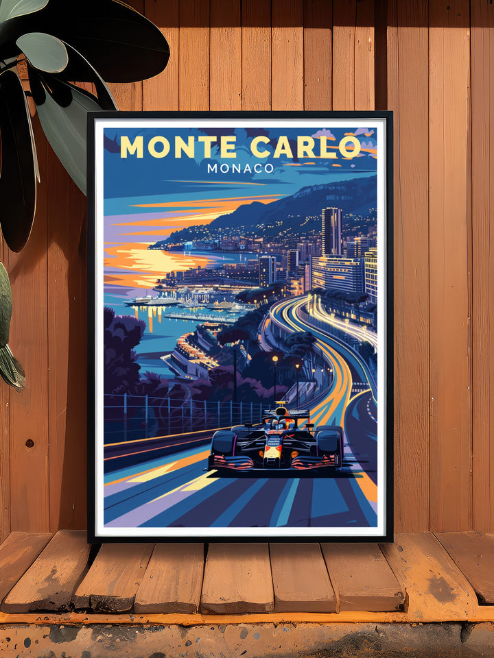 Grand Prix Canvas Art highlights the dynamic energy of Monte Carlo during the Monaco Grand Prix, with its iconic racecourse and beautiful cityscape. Perfect for those who love Formula 1 and European travel, this travel print adds an exciting touch to any room.