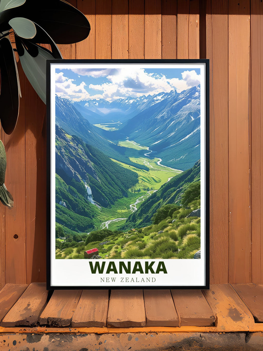 Transform your space with the beauty of Wanaka and Matukituki Valley captured in this modern art print Featuring breathtaking scenery this New Zealand travel print is a perfect addition to any living room or study creating a sense of tranquility and wanderlust