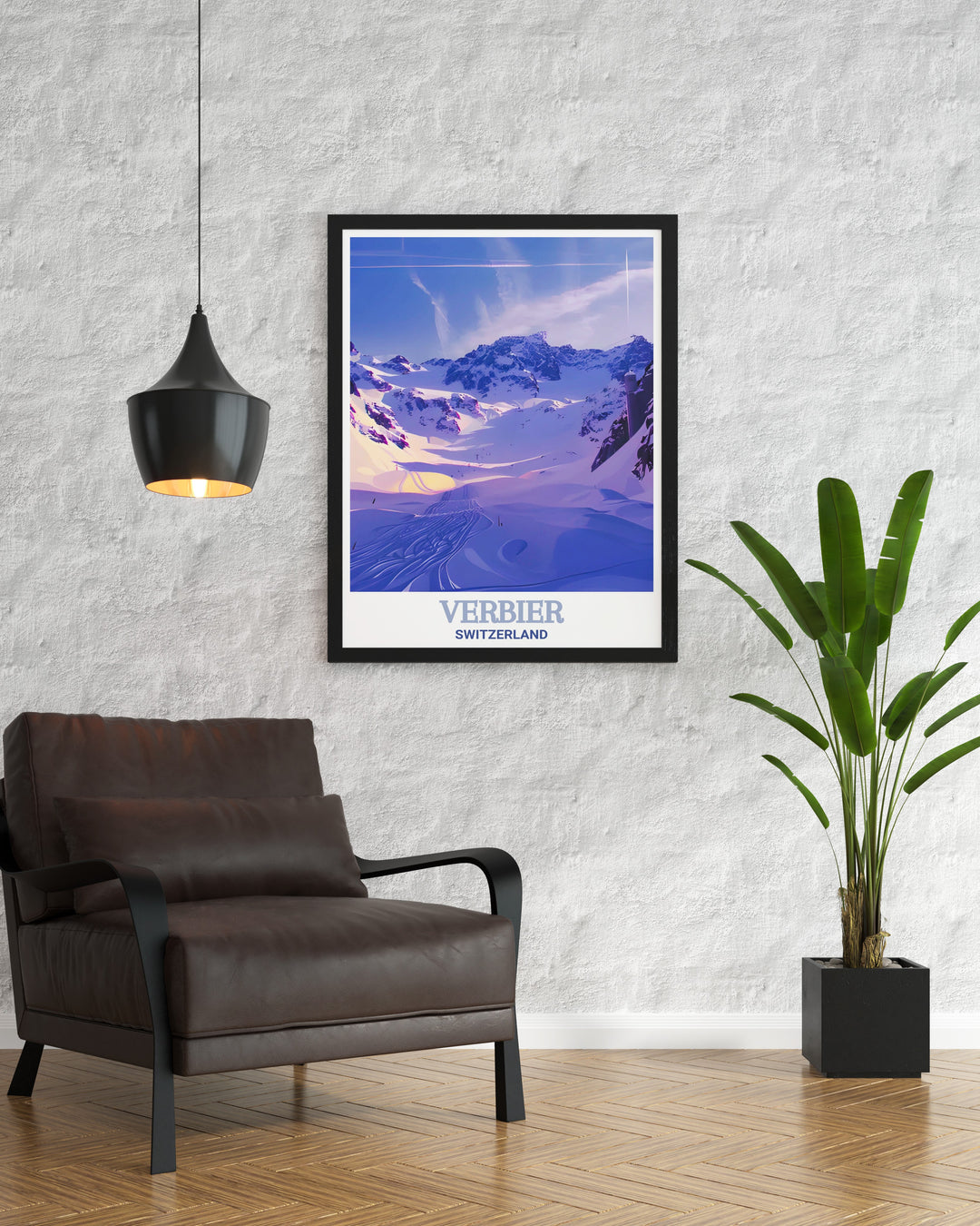 This framed art print of Verbiers Mont Fort offers a stunning view of the Swiss Alps, showcasing the perfect combination of adventure and tranquility. A must have for anyone who loves winter sports or the beauty of the mountains.