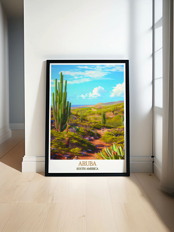 Aruba print showcasing the vibrant beauty of Arikok National Park with colorful art and intricate fine line details perfect for any home decor or as a thoughtful gift for friends and family on special occasions such as birthdays anniversaries or holidays