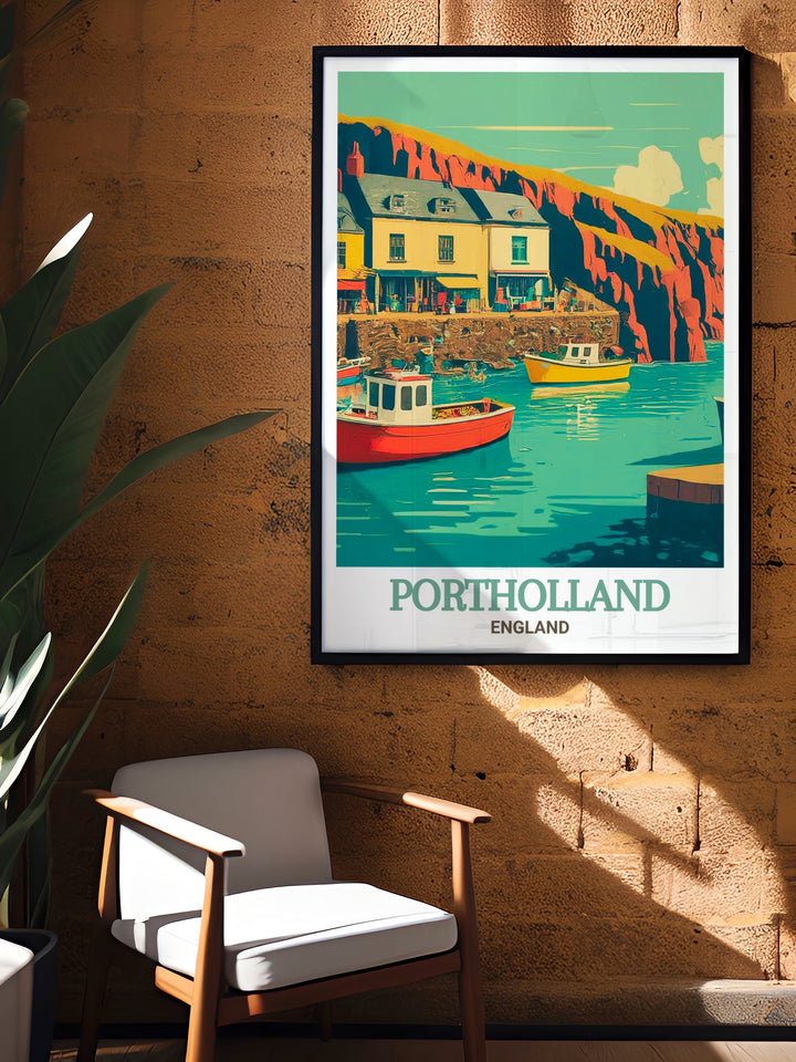 This travel print captures the timeless appeal of Cornwall, bringing the coastal charm of Portholland and Portloe into your home. Ideal for any room that seeks to inspire daydreams of seaside escapes.