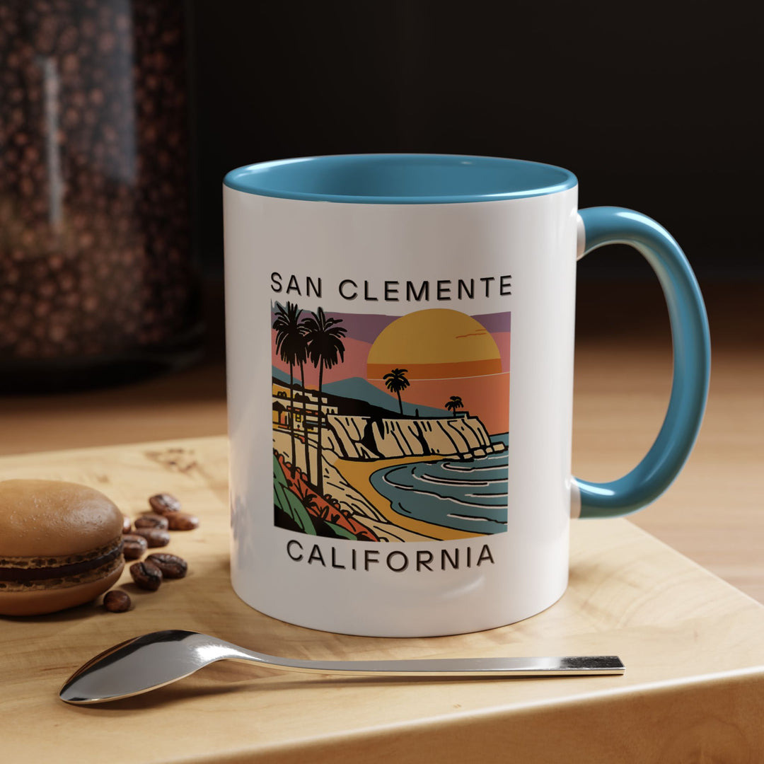 This San Clemente California mug showcases scenic beach views and landmarks. Ideal for coffee or tea, the mug brings the charm of California into your daily routine. Dishwasher and microwave safe, it is a thoughtful gift for beach enthusiasts and travelers.