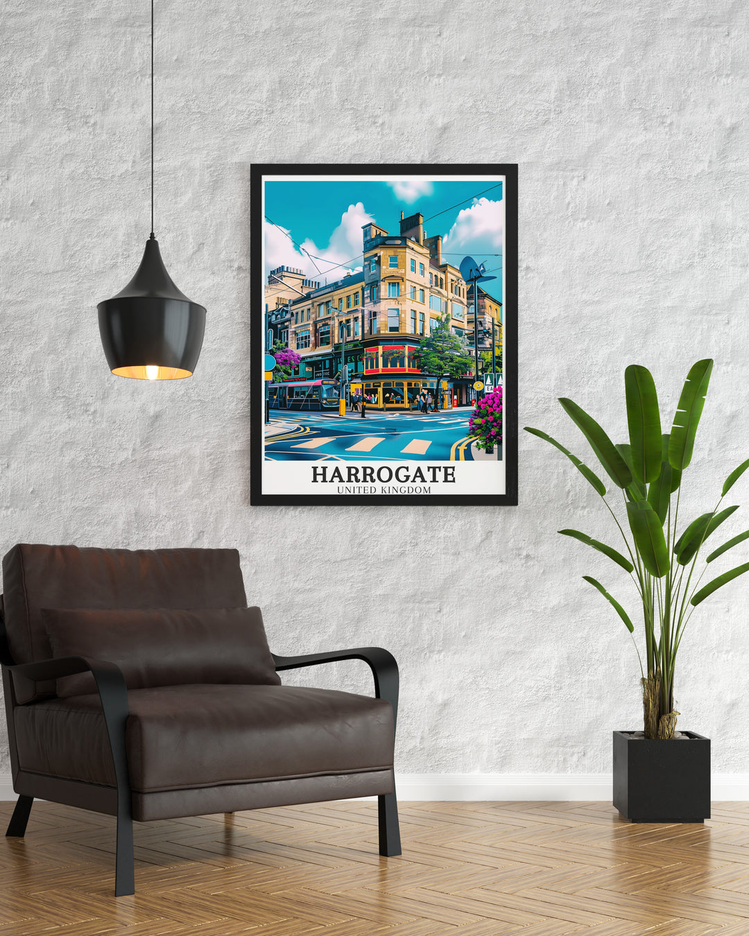 Harrogate City Centre and Montpellier District are beautifully represented in this stunning Yorkshire Art print. Perfect for enhancing the decor of any living room or office space. Ideal as a Harrogate Gift or for Yorkshire lovers.