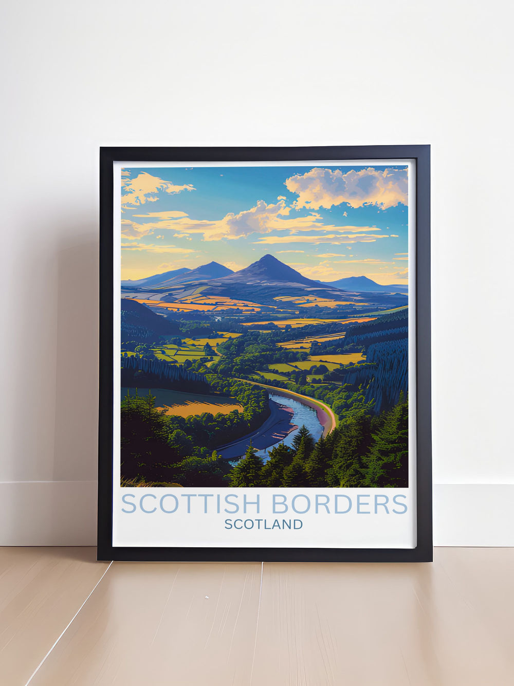 Bring the breathtaking beauty of the Scottish Borders into your home with this Scotts View print Perfect for wall decor this artwork captures the serene landscapes of Scotland making it an ideal choice for nature prints and elegant home decor