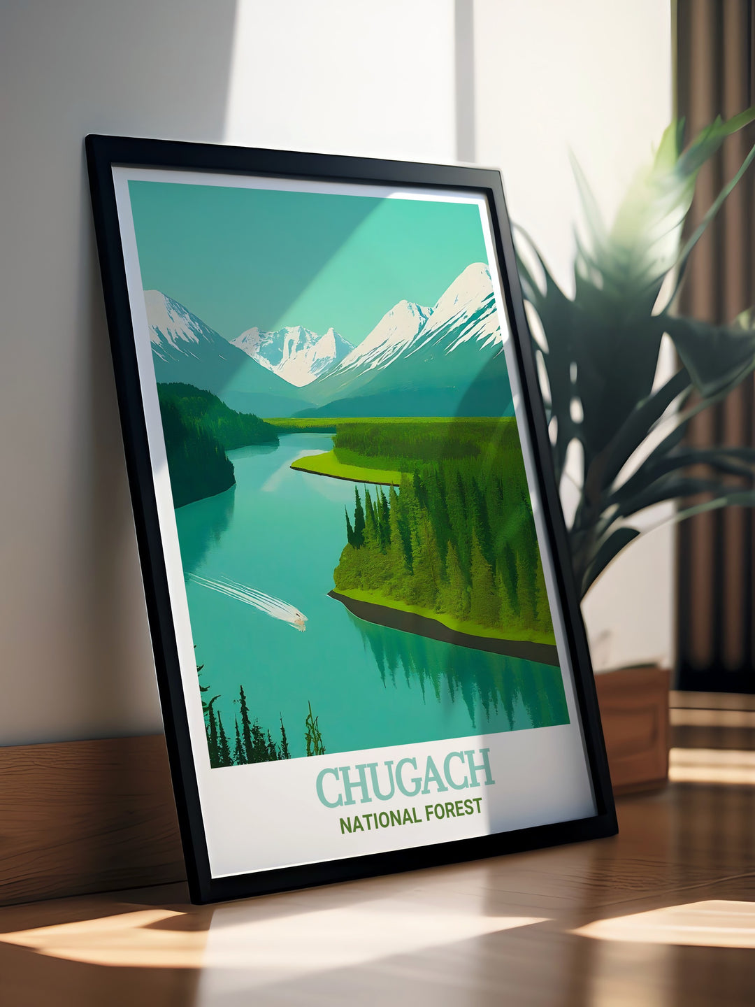 Elegant Kenai River modern prints capturing the essence of Alaskas natural beauty ideal for elevating your living room decor with sophisticated and serene artwork