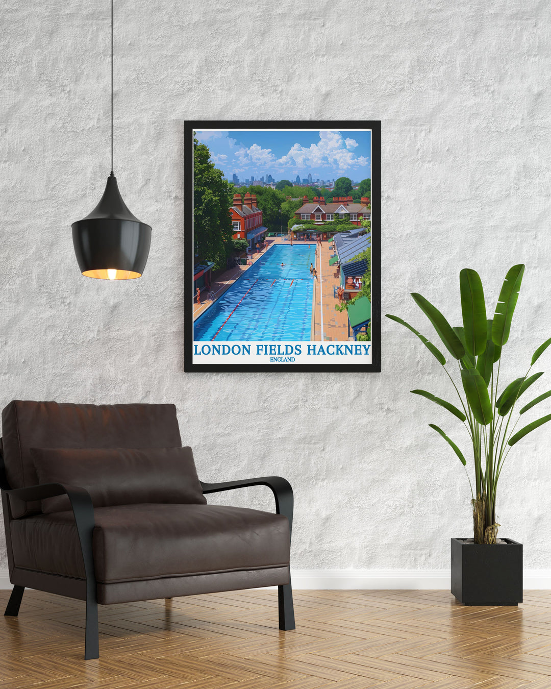 Featuring the picturesque London Fields Park, this poster offers a visual representation of one of Hackneys most beloved green spaces, ideal for outdoor enthusiasts and families.