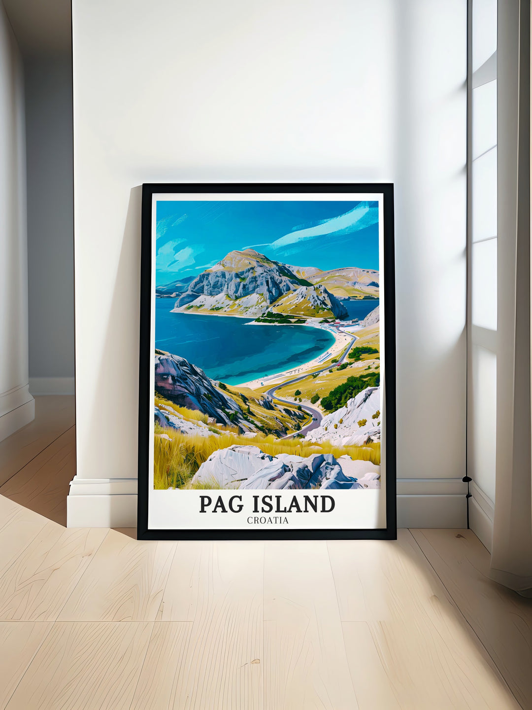 Pag Island Poster Print featuring Northern Velebit National Park Velebit Mountains a beautiful piece of Croatia Travel Art that brings the serene beauty of Croatia into your home perfect for adding elegance to your living space or as a thoughtful travel gift.