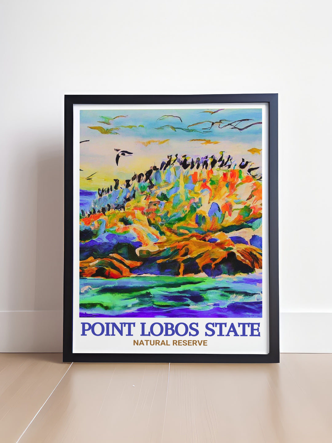 Wall poster of Point Lobos, featuring the pristine landscapes and vibrant ecosystems of the State Natural Reserve. This print is perfect for adding a sense of adventure and natural appreciation to your interior design, celebrating Californias coastal charm.