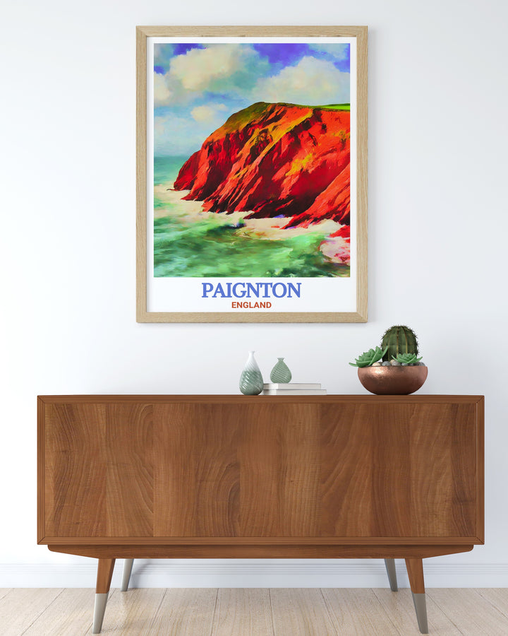 Featuring the stunning coastline of Paignton and the panoramic views from Roundham Head, this Paignton Wall Art highlights Devons natural beauty. The detailed artwork is perfect for those who love coastal landscapes, bringing the refreshing ambiance of the coast into your home.