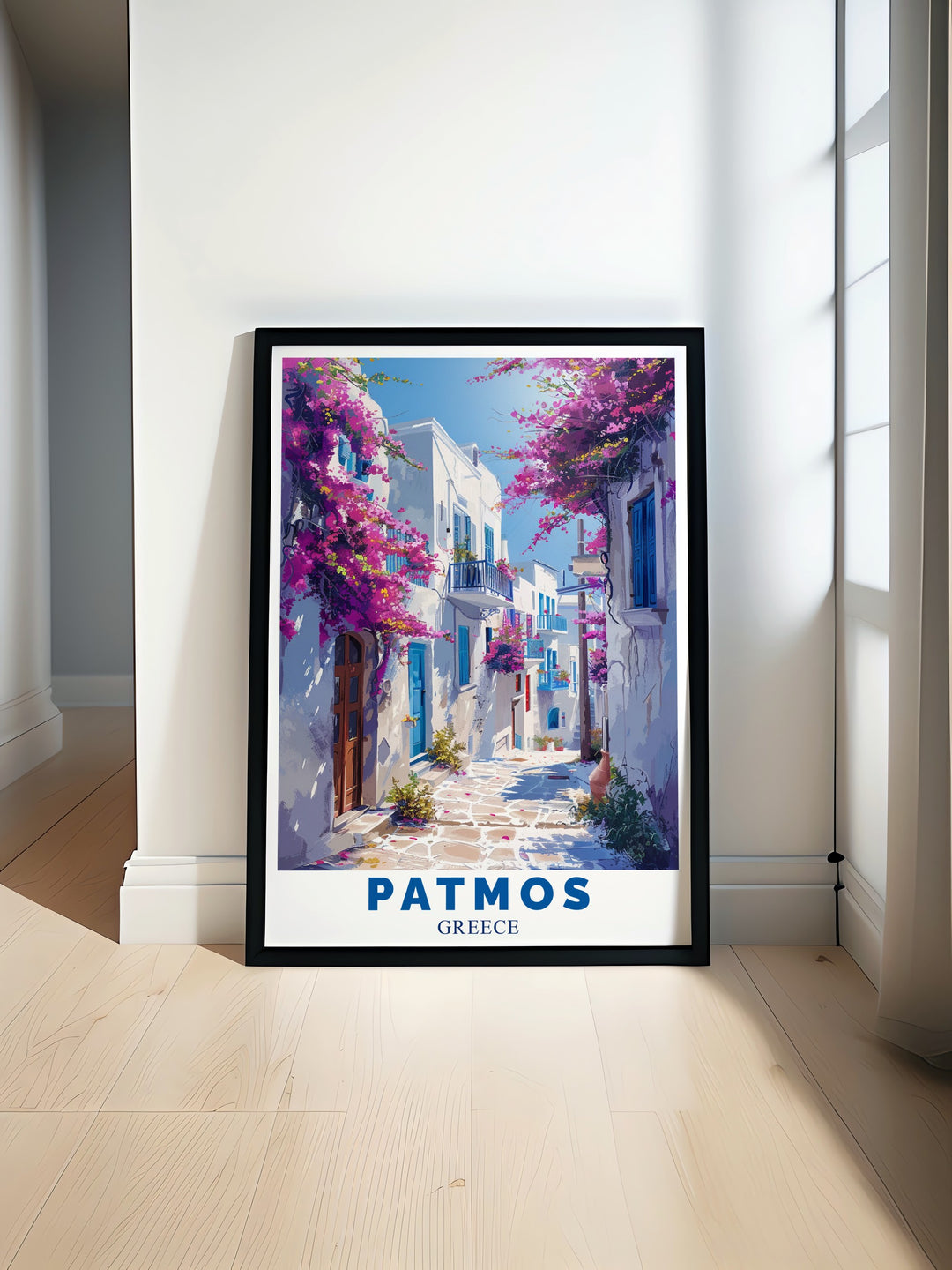 Patmos wall art featuring the serene landscapes of Patmos islands with Chora modern prints perfect for transforming any living space into a Greek paradise with stunning colors and intricate designs bringing the charm of Greece to your home décor