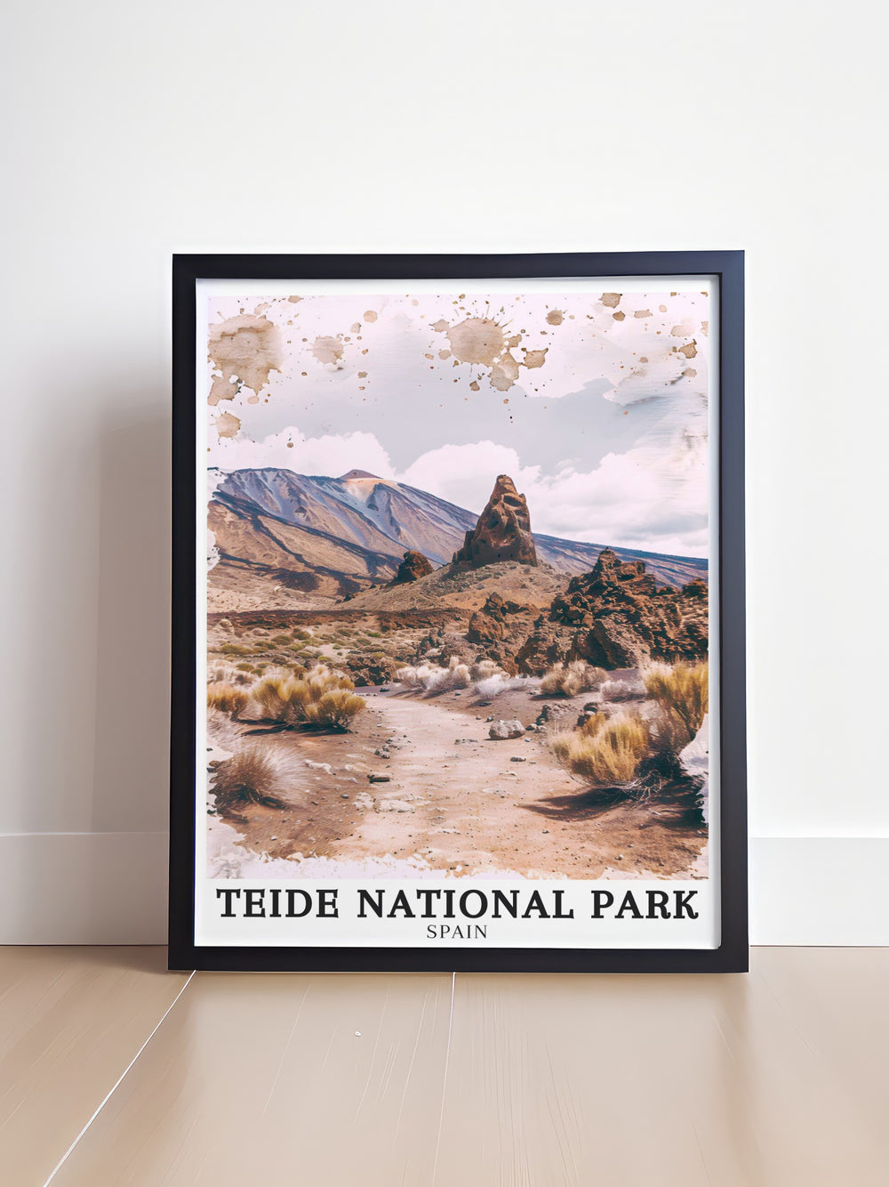 Enhance your home decor with our Teide National Park poster print, featuring the impressive Pico Viejo and the vast Cañadas Caldera. This vibrant artwork captures the unique volcanic terrain and breathtaking scenery of one of Spains most famous national parks, ideal for travel enthusiasts.