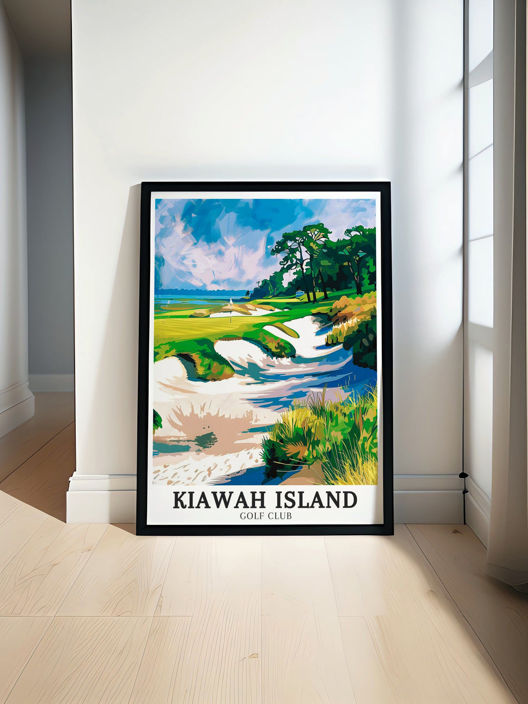 Golf poster of Osprey Point at Kiawah Island Golf Club showcasing its lush fairways and stunning views of the surrounding marshes a beautiful gift for anyone who loves the sport