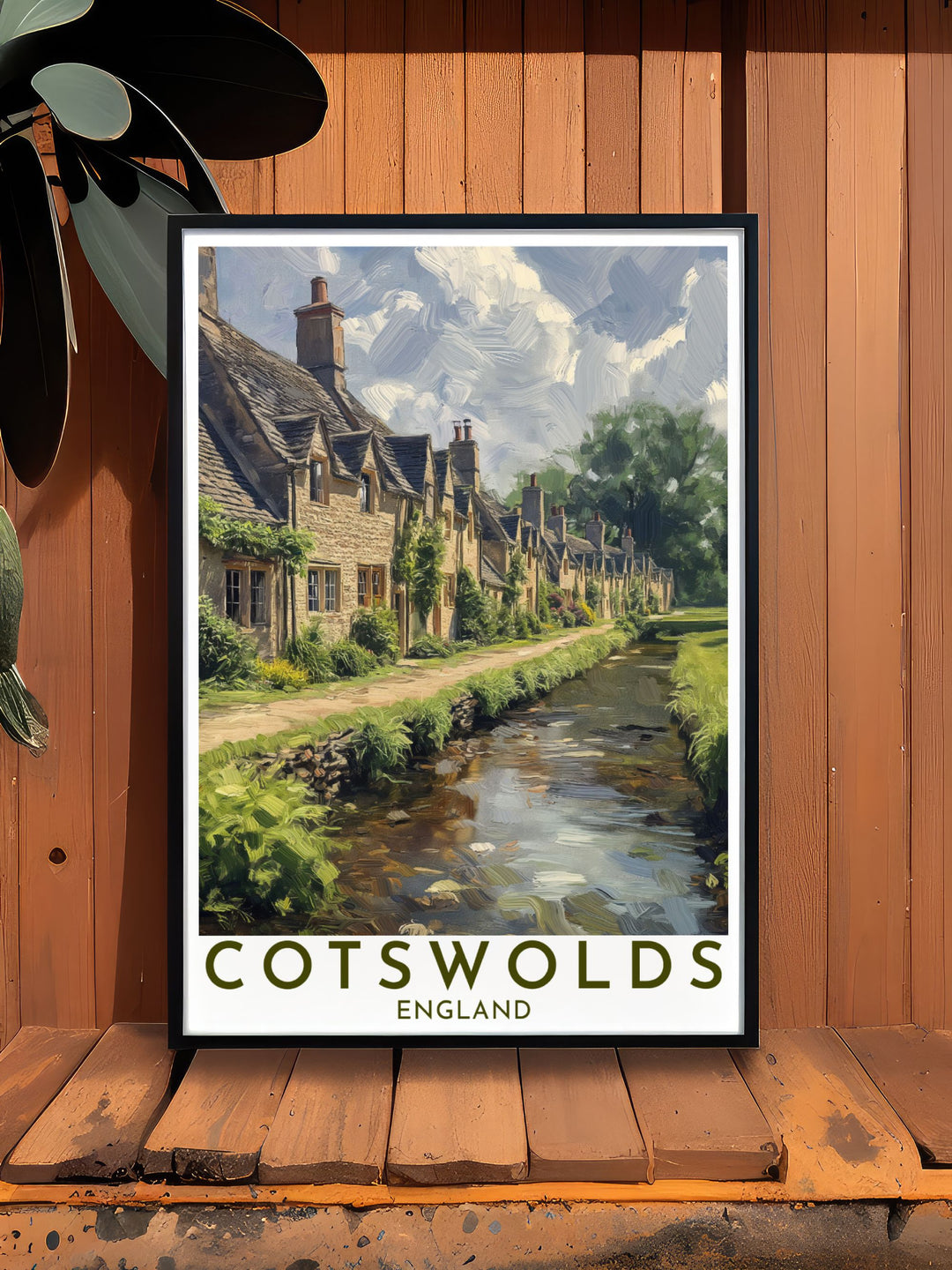 The captivating blend of nature in the Cotswolds and the historic streets of Arlington Row is beautifully illustrated in this poster, making it a stunning addition to any wall art collection celebrating England.