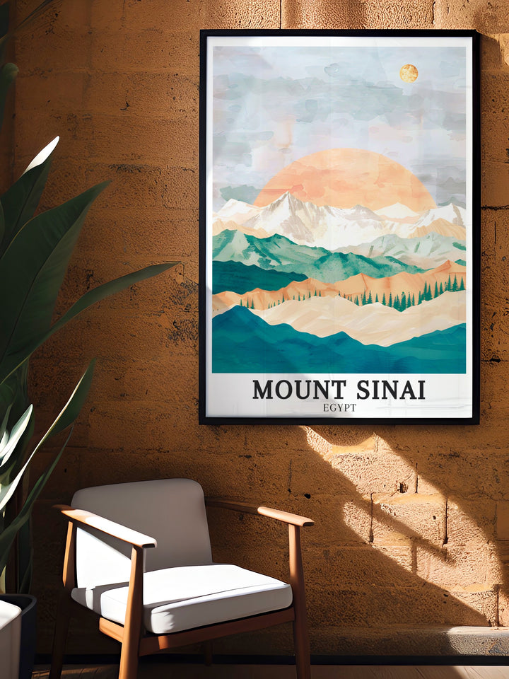 This Mount Sinai Print featuring Summit Jabal Musa is a powerful representation of one of the most significant locations in religious history making it a perfect choice for Mount Sinai Wall Art that adds depth and inspiration to any room