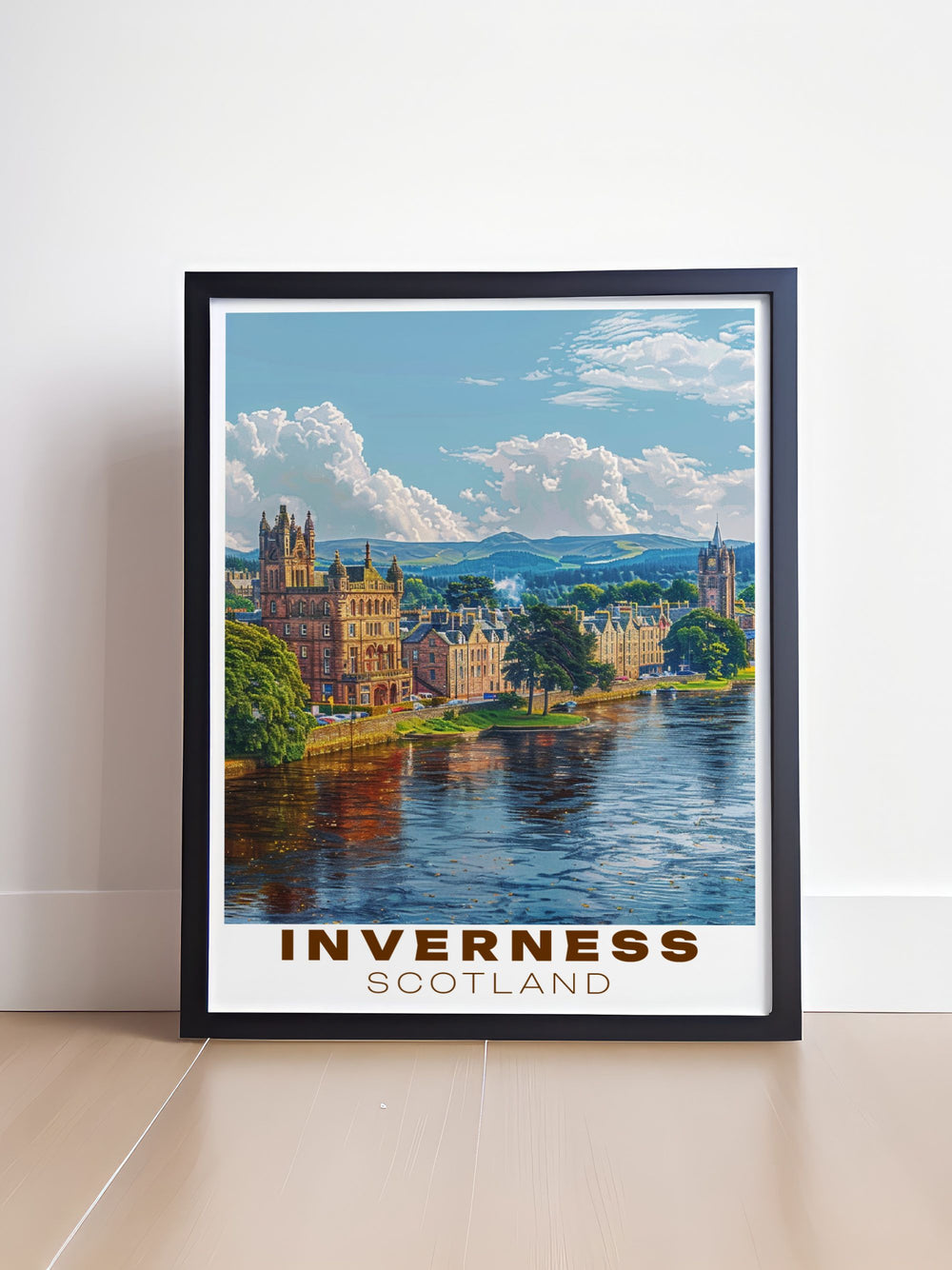 Fine art print of the Ness Islands, showcasing their lush greenery and peaceful Victorian bridges, ideal for a nature inspired decor.