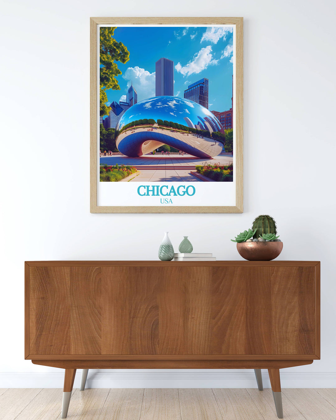 Chicago art print featuring The Bean Cloud Gate in stunning detail. This vibrant and crisp photograph is a great addition to any collection of Chicago wall art and makes a wonderful gift for travelers and art aficionados.