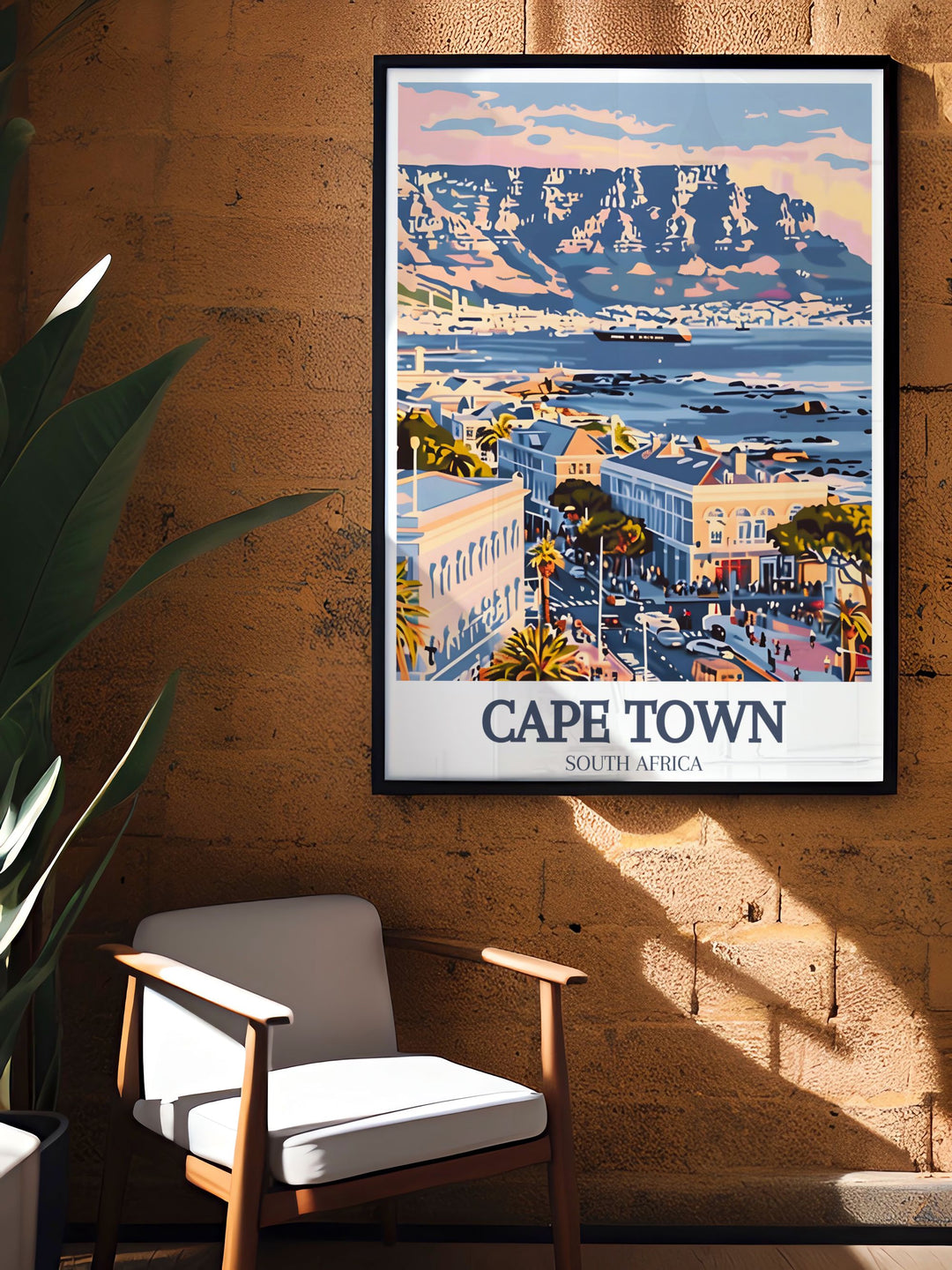 Cape Town Travel Print beautifully captures the wild cliffs of the Cape of Good Hope and the vibrant energy of the Victoria and Alfred Waterfront. This artwork is perfect for those who love to celebrate Cape Towns diverse landscapes in their home or office decor.