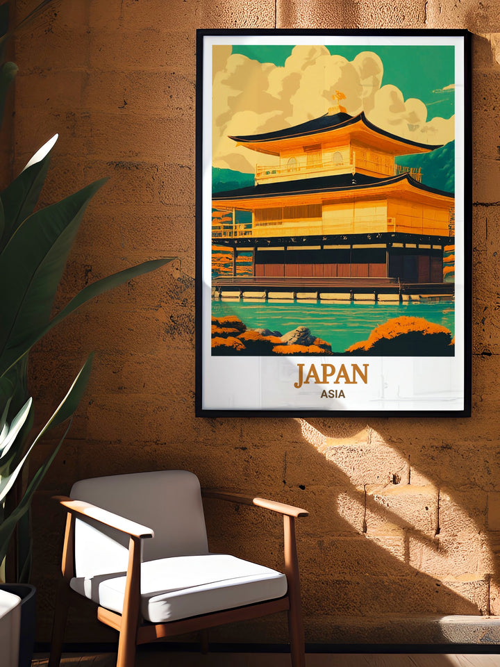 This Japan travel print of Osaka highlights the citys unique mix of tradition and modernity. With skyscrapers towering over historic shrines, this poster showcases the vibrant life of Osaka. Ideal for urban art lovers or those looking to add a dynamic cityscape to their collection.