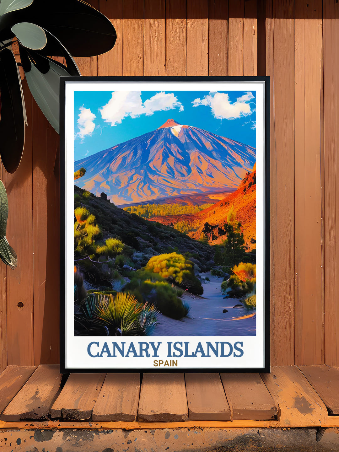 Experience the volcanic beauty of Teide National Park Tenerife with this vibrant Canary Islands travel print. Perfect for wall decor this art print highlights the landscapes of Fuerteventura and is an excellent addition to any home or travel collection.