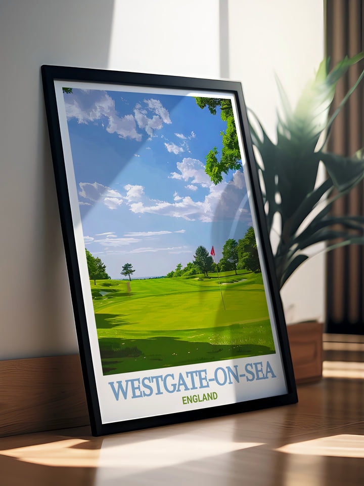 Celebrate the rich history and natural beauty of Westgate on Sea with this stunning Kent wall art. Featuring the Westgate Golf Club, this travel print offers a serene depiction of one of the towns most beloved landmarks, perfect for home décor or gifts.