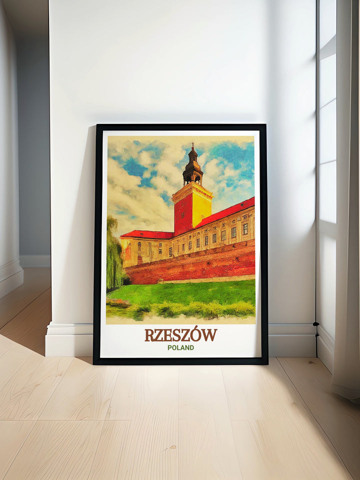 Experience the grandeur of Rzeszow Castle with this elegant art print perfect for adding a touch of Polish heritage to your home decor or as a thoughtful gift for those who appreciate European history and culture.