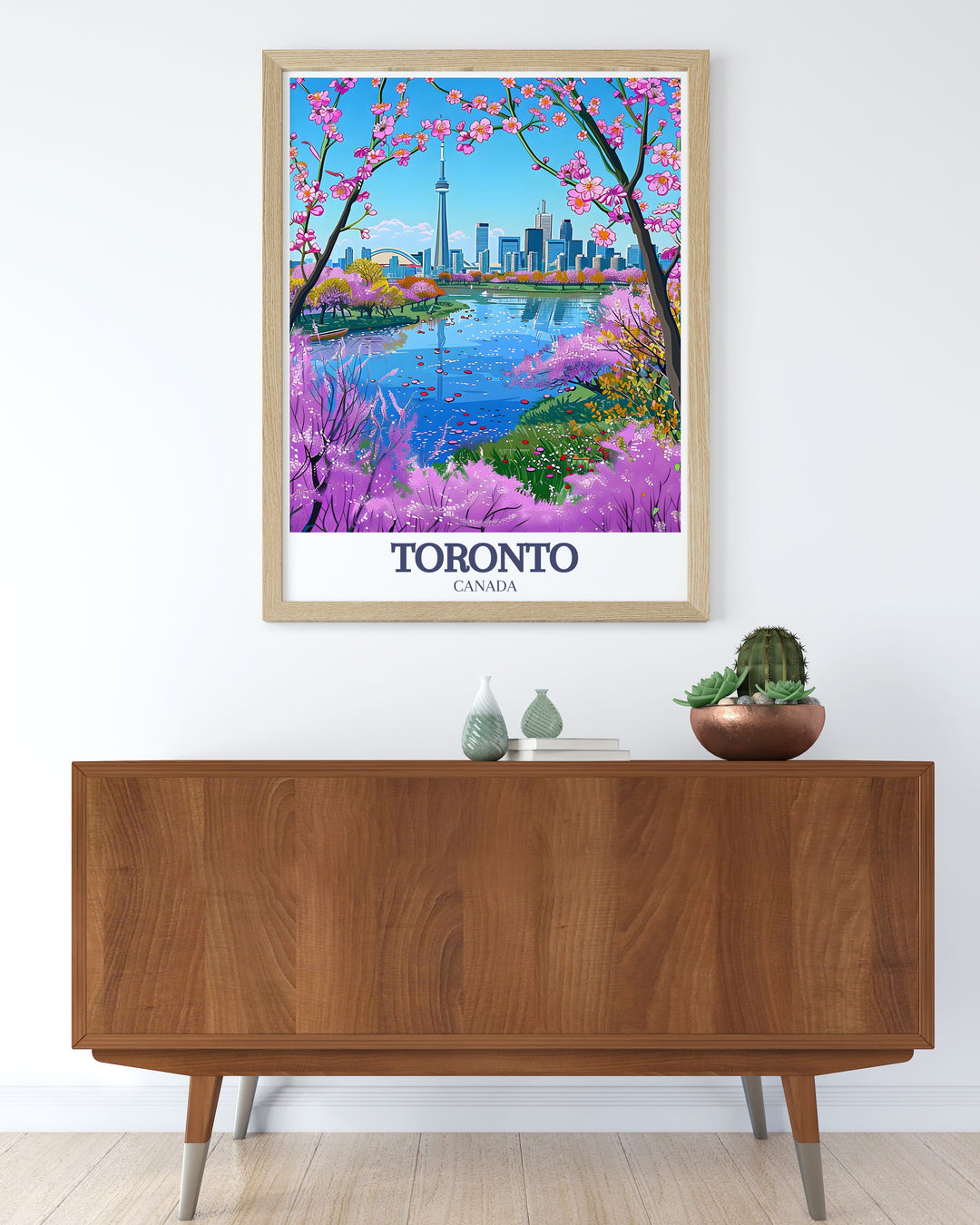 Featuring the CN Tower and High Park, this Toronto wall art captures the vibrant energy of the city and the serene beauty of its most famous park. Perfect for urban explorers and nature enthusiasts, this framed print brings a piece of Toronto into your home.