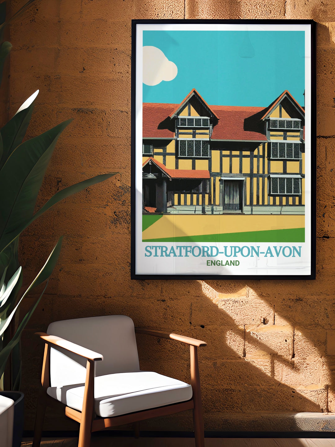 Our Shakespeares Birthplace elegant home decor from Stratford upon Avon makes a perfect gift for art lovers offering a unique piece of UK wall print that celebrates Englands cultural heritage.