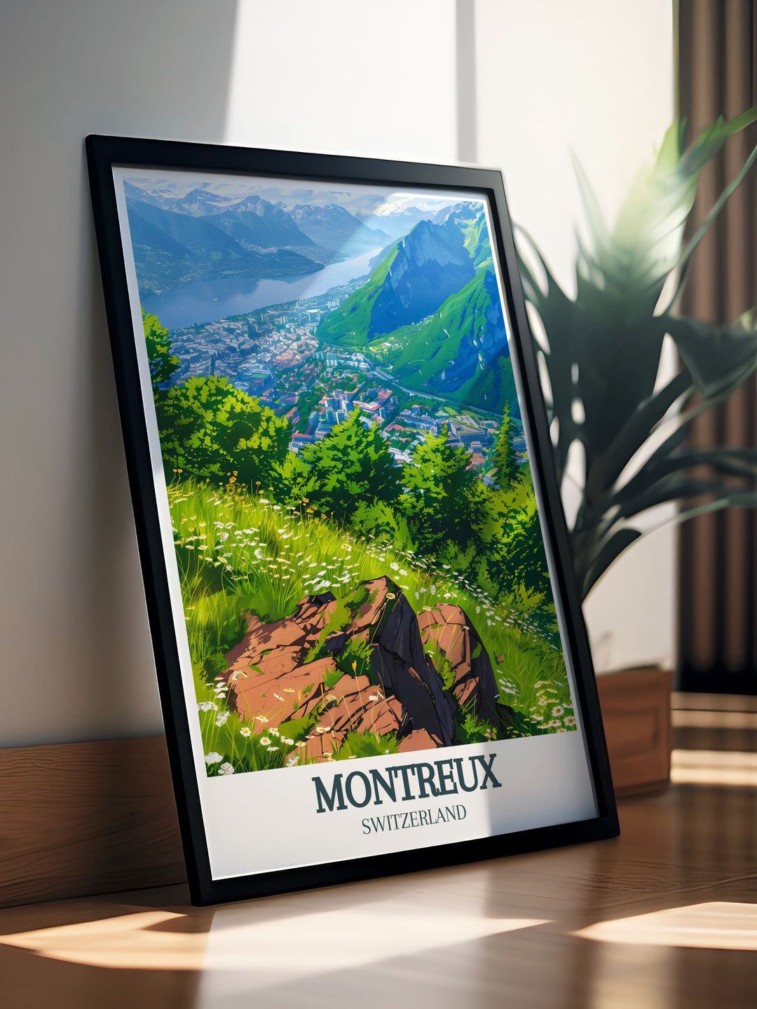 This Rochers de Naye Canvas Art highlights the dramatic peaks of the Swiss Alps overlooking the serene waters of Lake Geneva. With Montreuxs vibrant culture in the foreground, this poster is a perfect addition for those who love combining natural beauty and cultural elegance.