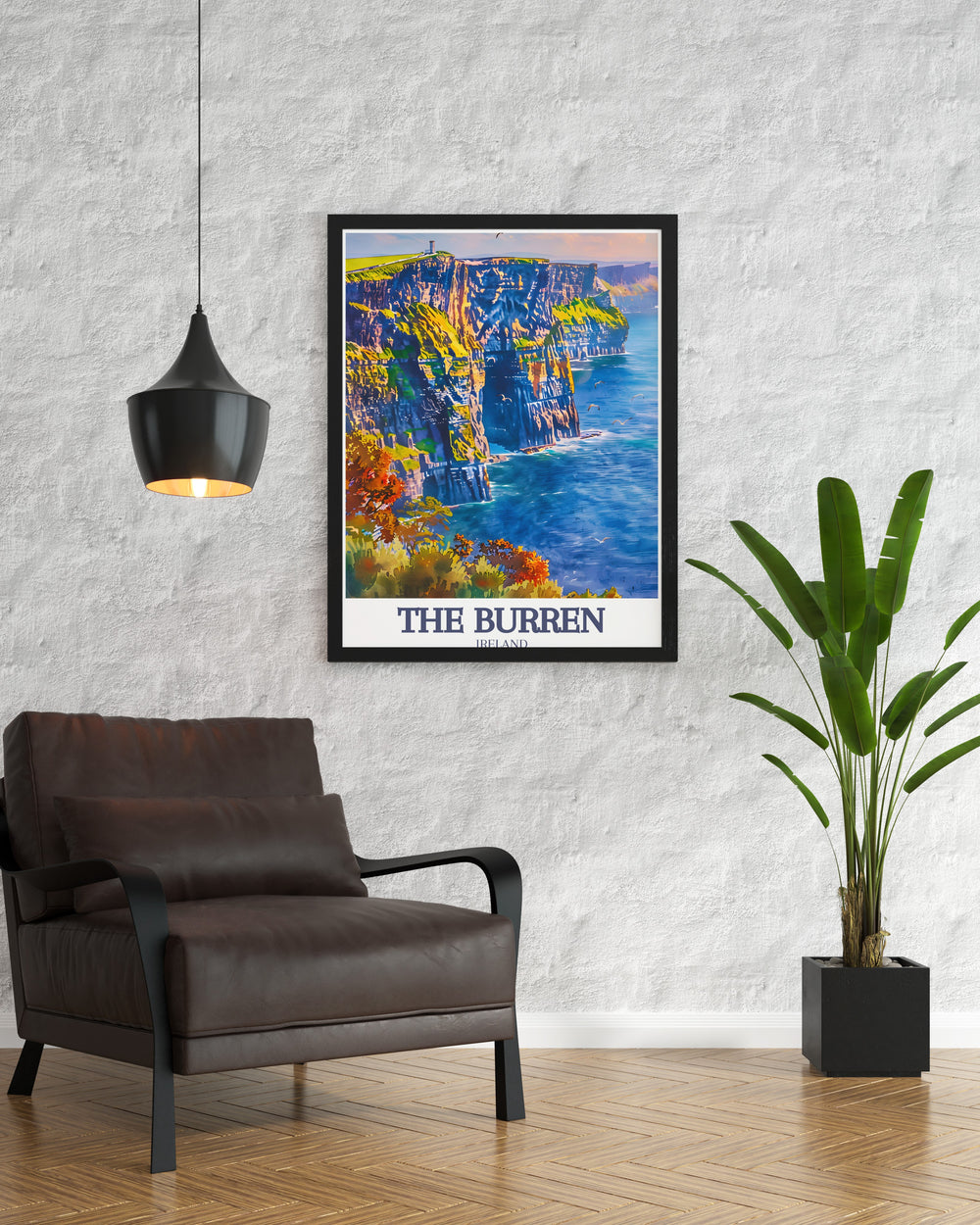 Beautiful Burren National Park County Clare wall art capturing the unique limestone pavements and vibrant wildflowers alongside the breathtaking Cliffs of Moher Atlantic Ocean ideal for home decor and gifts