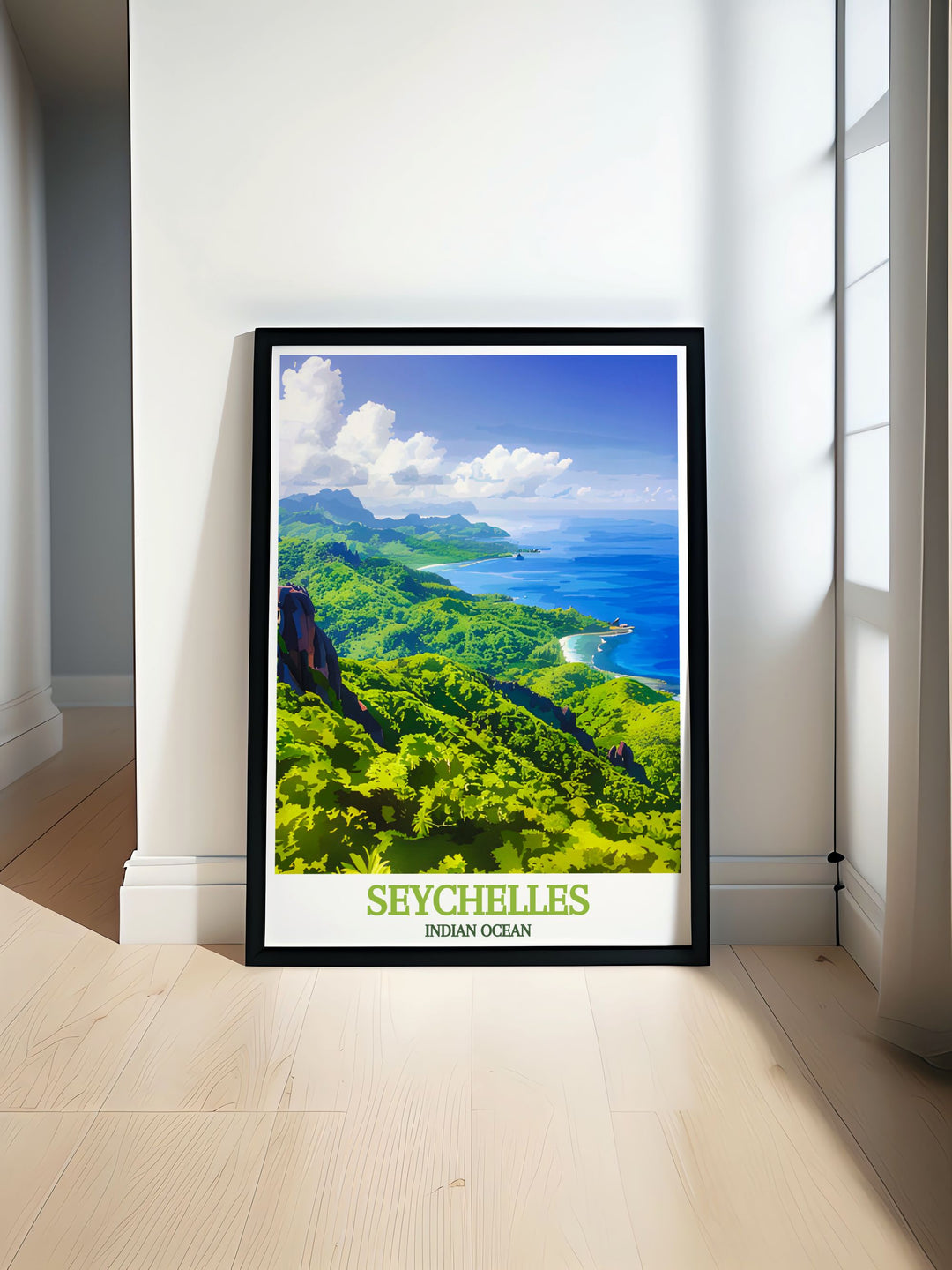 Capturing the serene beauty of the Vallée de Mai, this Seychelles Wall Art is perfect for transforming your space into a tropical retreat. The rich colors and intricate details of the palm trees create a striking visual that brings the exotic beauty of the Seychelles into your home.