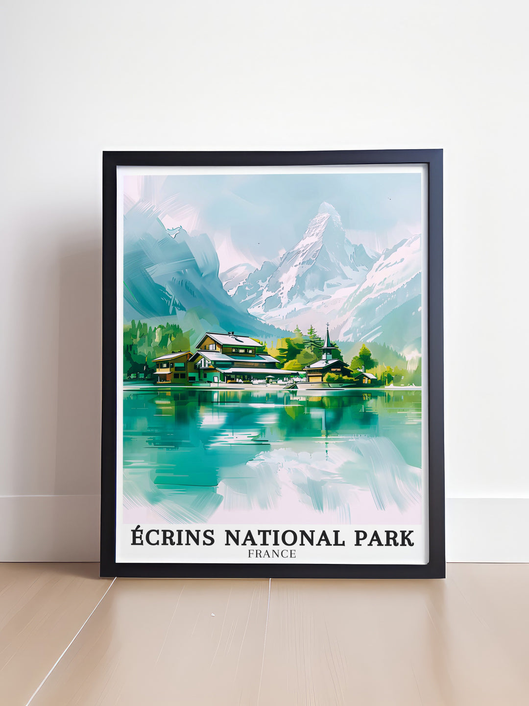 Detailed view of Ecrins National Park Art Print showcasing Barre des Ecrins and Lac Leman providing a sophisticated France Art Print ideal for stylish home decoration