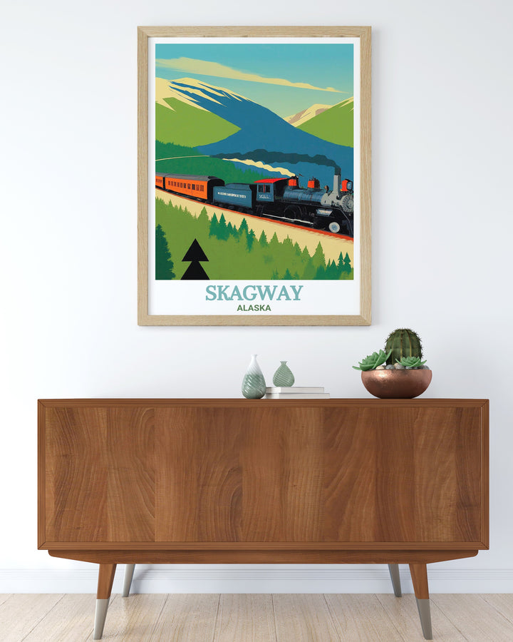 Elegant home decor featuring White Pass and Yukon Route Railroad modern art perfect for transforming your living space these framed prints add sophistication and style with a touch of historical charm ideal for creating a stylish atmosphere