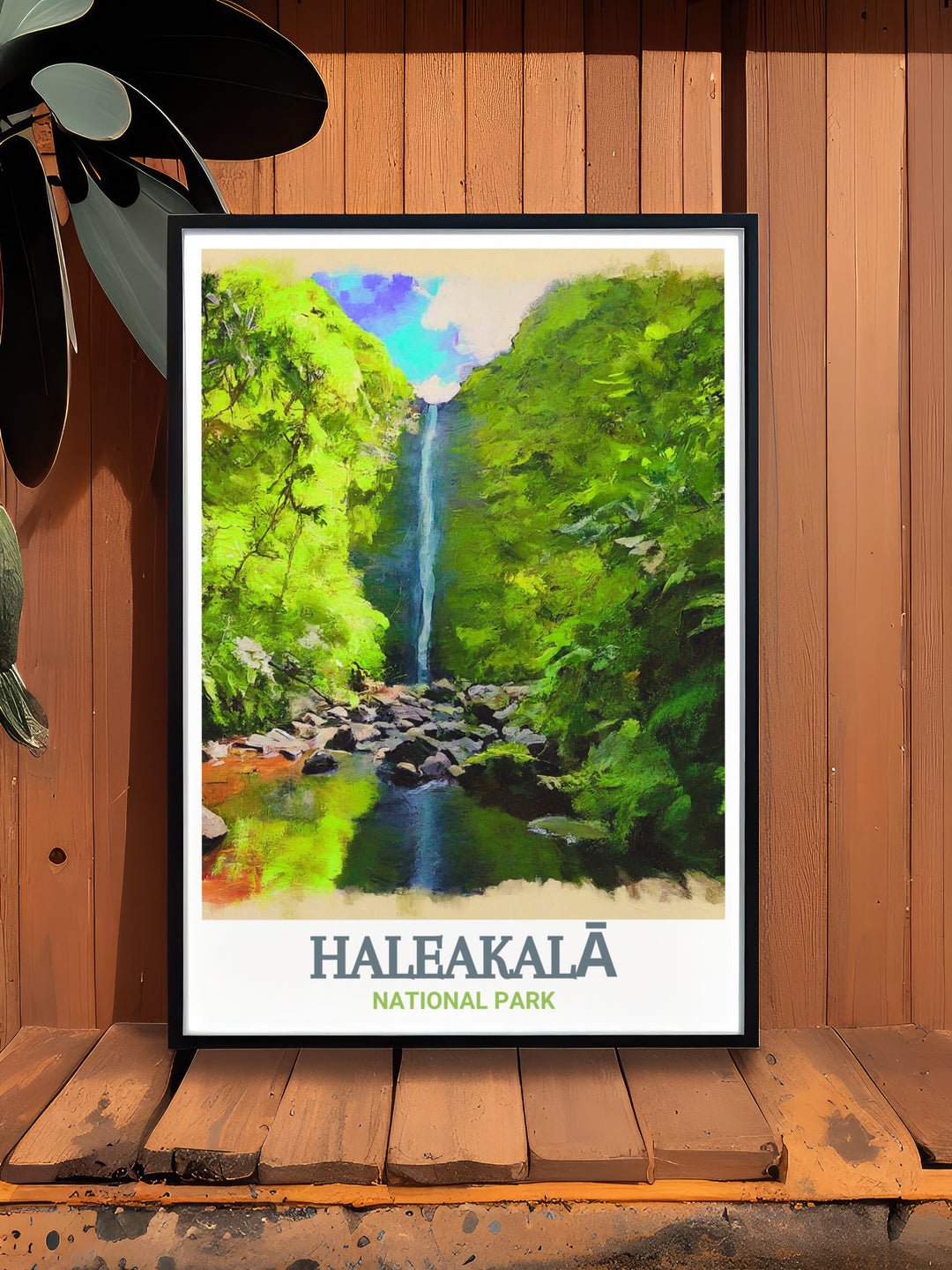 Haleakalā National Park art print showcasing the iconic Kīpahulu District with its vibrant colors and intricate details. This stunning piece of art brings the breathtaking views of Kīpahulu into your living space, perfect for those who love nature.