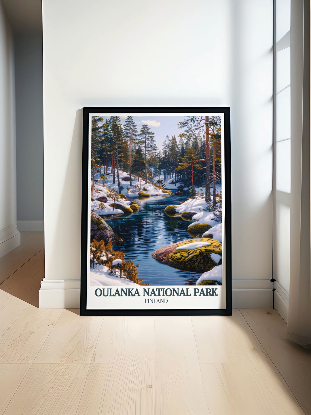 Discover the breathtaking beauty of Oulanka River and Kiutakongas Rapids in this stunning travel print. Featuring lush landscapes and rushing waters, this art piece captures the essence of Finlands natural wonders. Perfect for home decor or as a unique gift for nature enthusiasts.