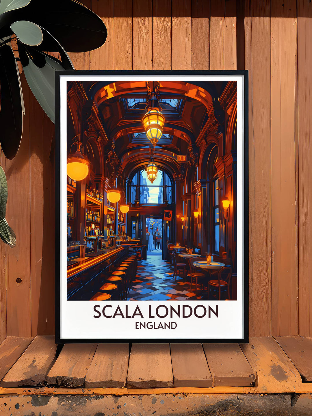 Framed print of Scala London showcasing its stunning Art Deco design and the energy of its legendary music performances a must have for bar and lounge areas this artwork blends London architecture with rock music history ideal for stylish home decor