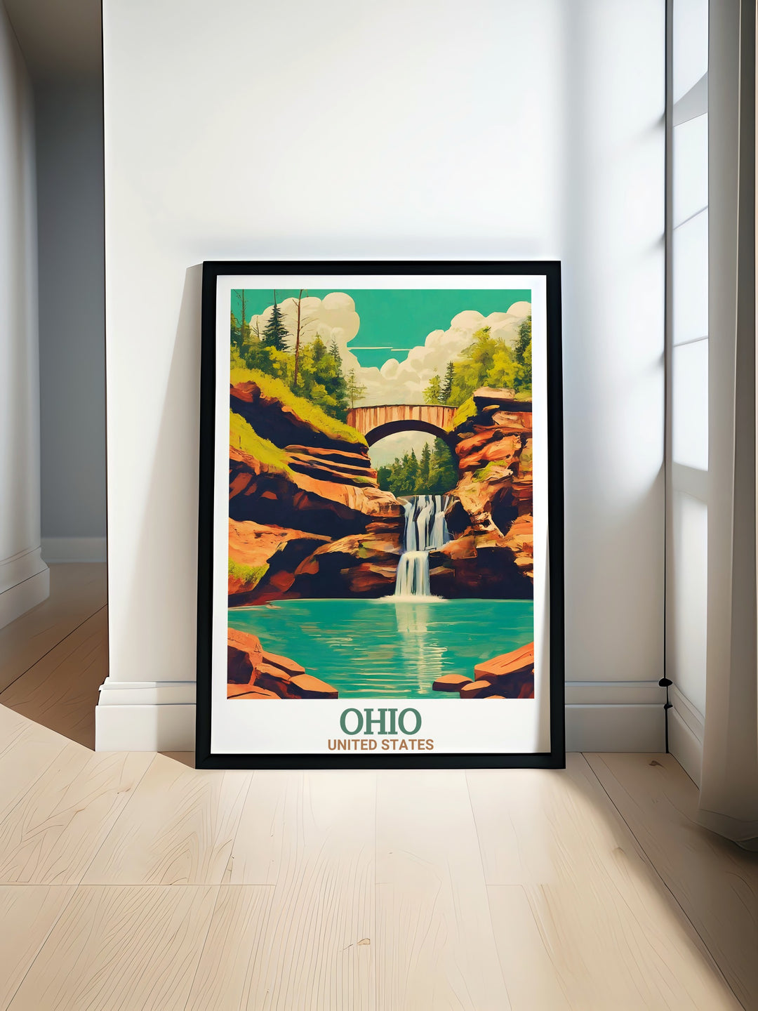 Cincinnati city skyline poster featuring a detailed view of the citys iconic buildings and riverfront. This travel print combines modern design with vintage charm, making it a versatile décor piece for homes or offices. The skyline art is perfect for Cincinnati natives or as a personalized gift for travelers.