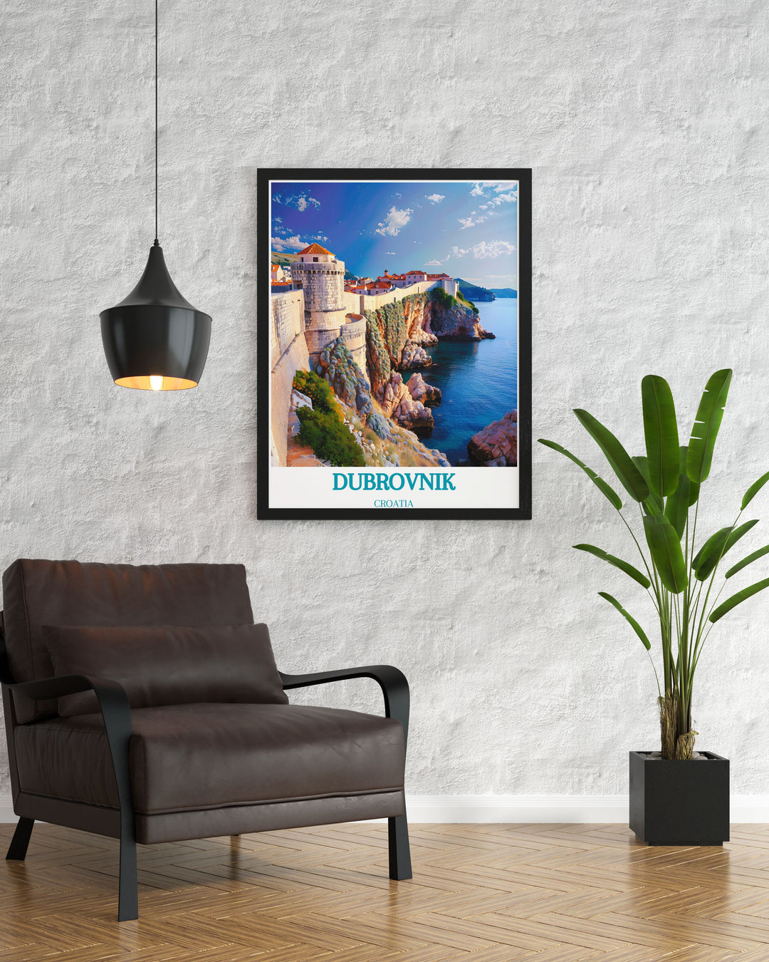 Framed art print showcasing the iconic landscapes of Dubrovnik, celebrating the beauty of Croatias renowned city walls.