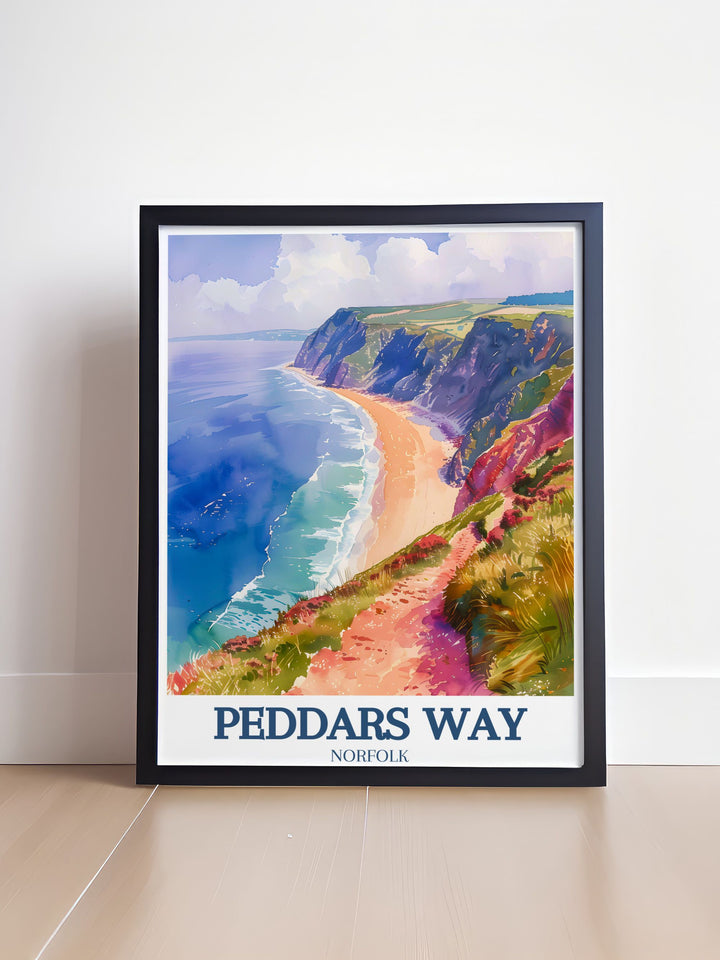 Stunning living room decor featuring National Trail Prints of the Norfolk Coast Path and Holme next the Sea Norfolk Coastline North Sea perfect for modern interior design