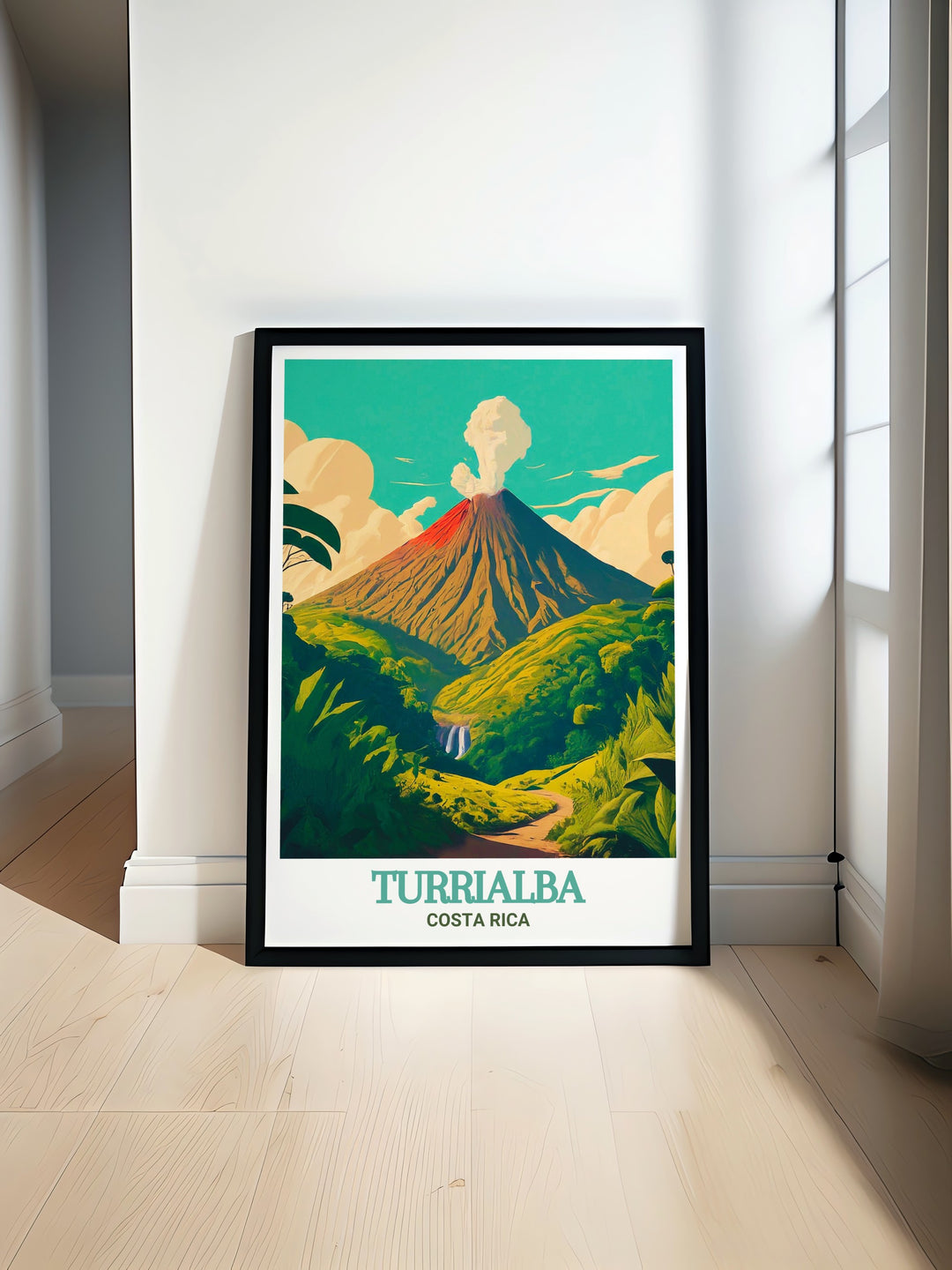 Turrialba Travel Poster capturing the vibrant landscapes of Costa Rica paired with Turrialba Volcano National Park Stunning Prints perfect for adding a touch of Costa Rica decor to your living room or office a beautiful representation of nature and adventure