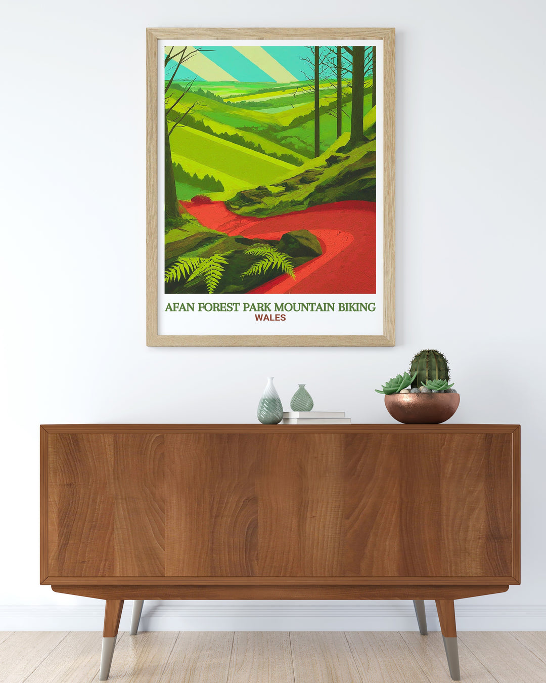 Afan Forest Park mountain biking poster print featuring Whites Level Trail in South Wales. This detailed artwork captures the excitement and natural beauty of the MTB trails, making it ideal for mountain biking fans and nature enthusiasts alike.