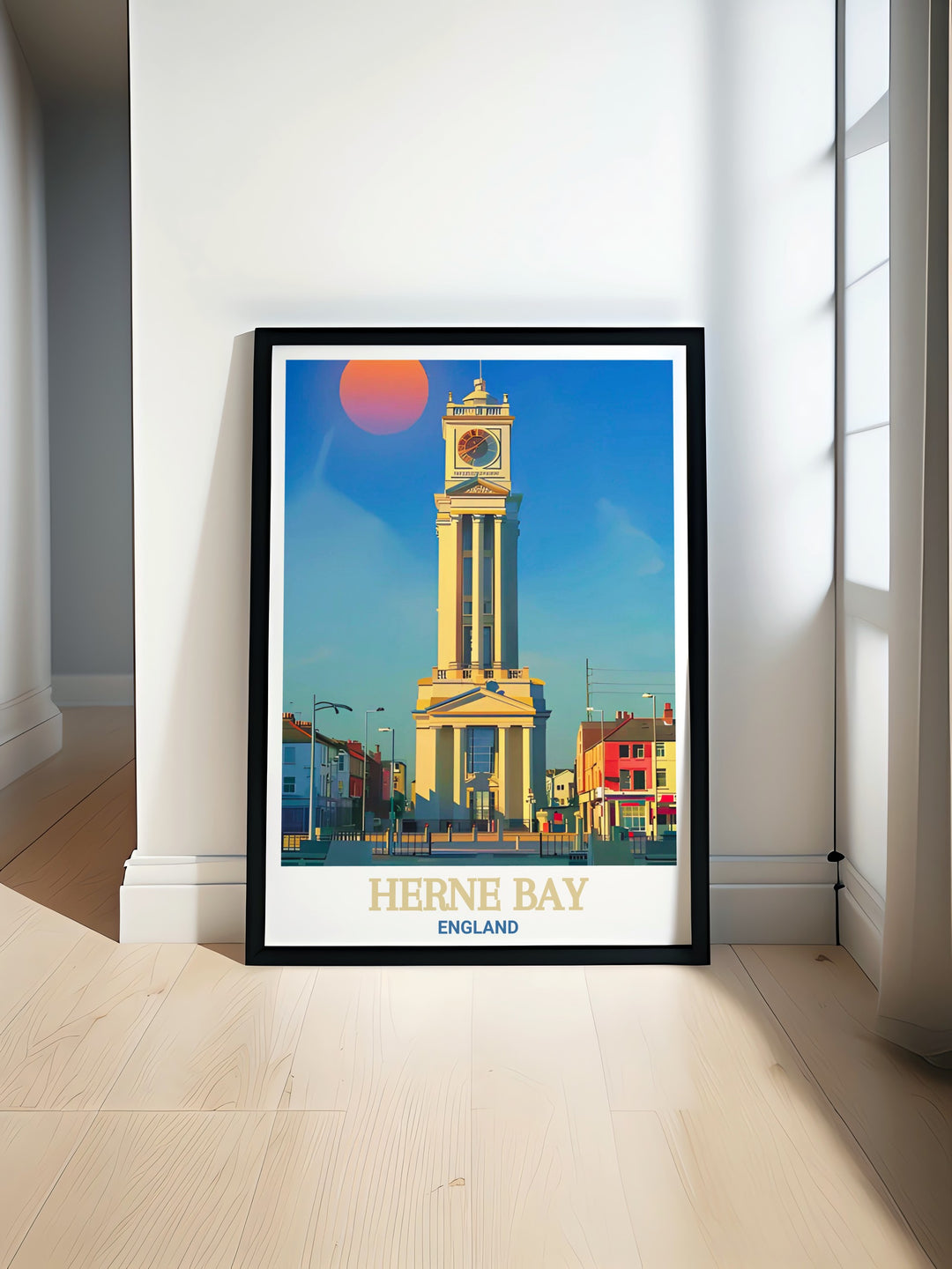 This Herne Bay canvas art showcases the stunning Clock Tower, a beloved landmark of Kents coastal town. Perfect for those who enjoy British coastal scenery and want to add a touch of seaside elegance to their home décor.