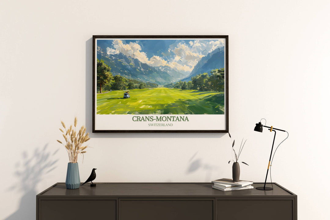 Crans Montana Poster featuring Golf Club Crans sur Sierre offering a blend of modern art and classic design ideal for elegant home decor