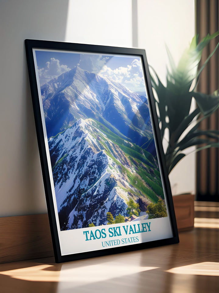 Capture the essence of Taos Ski Valleys legendary slopes with this art print, featuring the exhilarating Kachina Peak and its stunning vistas.